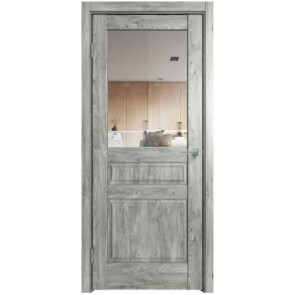 Дверь межкомнатная Future-633 ПВХ Дуб винчестер серый, остекленная, прозрачное, царговая