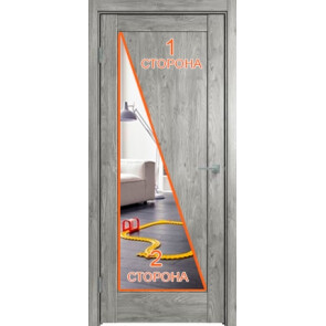 Дверь межкомнатная Future-635 ПВХ Дуб винчестер серый, зеркало, глухая, царговая