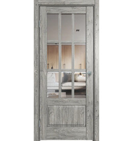 Дверь межкомнатная Future-641 ПВХ, Дуб винчестер серый, остекленная, прозрачное, царговая