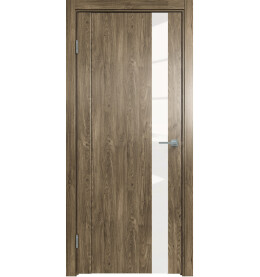 Дверь межкомнатная Future-655 ПВХ, Дуб Винчестер трюфель, остекленная, лакобель белый, царговая