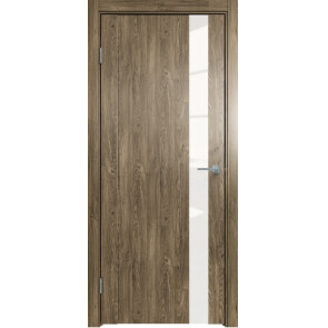 Дверь межкомнатная Future-655 ПВХ Дуб Винчестер трюфель, остекленная, лакобель белый, царговая