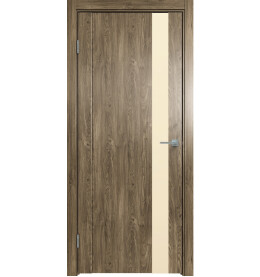 Дверь межкомнатная Future-655 ПВХ, Дуб Винчестер трюфель, остекленная, лакобель жемчуг, царговая