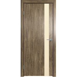 Дверь межкомнатная Future-655 ПВХ Дуб Винчестер трюфель, остекленная, лакобель жемчуг, царговая
