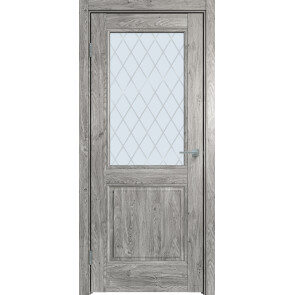 Дверь межкомнатная Future-657 ПВХ Дуб винчестер серый, остекленная, ромб, царговая