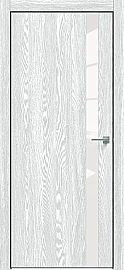 Дверь межкомнатная "Future-702" Дуб патина серый, вставка Лакобель белый, кромка-чёрная матовая