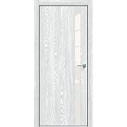 Дверь межкомнатная "Future-702" Дуб патина серый, вставка Лакобель белый, кромка-чёрная матовая