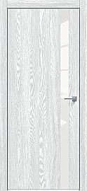 Дверь межкомнатная "Future-702" Дуб патина серый, вставка Лакобель белый, кромка-матовый хром