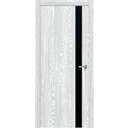Дверь межкомнатная "Future-702" Дуб патина серый, вставка Лакобель черный, кромка-ABS