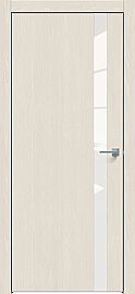 Дверь межкомнатная "Future-702" Дуб Серена керамика, вставка Лакобель белый, кромка-матовый хром