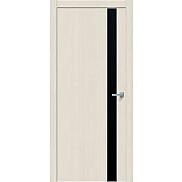 Дверь межкомнатная "Future-702" Дуб Серена керамика, вставка Лакобель черный, кромка-ABS
