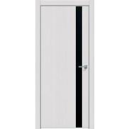 Дверь межкомнатная "Future-702" Дуб Серена светло-серый, вставка Лакобель черный, кромка-матовый хром