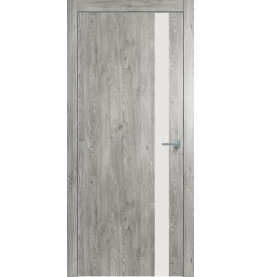 Дверь межкомнатная Future-702 ПВХ, Дуб винчестер серый, глухая, лакобель белый, каркасно-щитовая