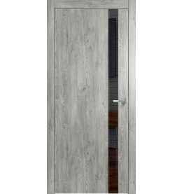 Дверь межкомнатная Future-702 ПВХ, Дуб винчестер серый, глухая, лакобель чёрный, каркасно-щитовая