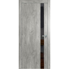 Дверь межкомнатная Future-702 ПВХ Дуб винчестер серый, лакобель чёрный, глухая, лакобель чёрный, каркасно-щитовая