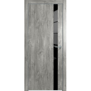 Дверь межкомнатная Future-702 ПВХ Дуб винчестер серый, лакобель чёрный, глухая, лакобель чёрный, кромка алюминиевая матовый хром, каркасно-щитовая