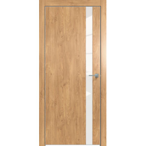 Дверь межкомнатная Future-702 ПВХ Дуб Винчестер светлый, лакобель белый, глухая, лакобель белый, кромка алюминиевая матовый хром, каркасно-щитовая