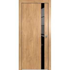 Дверь межкомнатная Future-702 ПВХ Дуб Винчестер светлый, лакобель чёрный, глухая, лакобель чёрный, кромка алюминиевая черная матовая, каркасно-щитовая