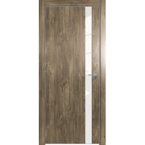 Дверь межкомнатная Future-702 ПВХ Дуб Винчестер трюфель, лакобель белый, глухая, лакобель белый, кромка алюминиевая матовый хром, каркасно-щитовая
