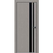 Дверь межкомнатная "Future-712" Дуб серена каменно-серый, вставка Лакобель чёрная, кромка-чёрная матовая