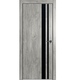 Дверь межкомнатная Future-712 ПВХ, Дуб винчестер серый, глухая, кромка алюминиевая черная матовая, каркасно-щитовая