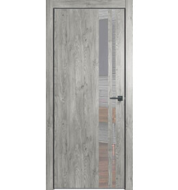 Дверь межкомнатная Future-712 ПВХ, Дуб винчестер серый, глухая, кромка алюминиевая черная матовая, каркасно-щитовая