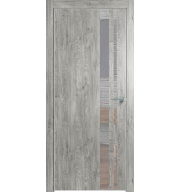Дверь межкомнатная Future-712 ПВХ, Дуб винчестер серый, глухая, кромка алюминиевая матовый хром, каркасно-щитовая