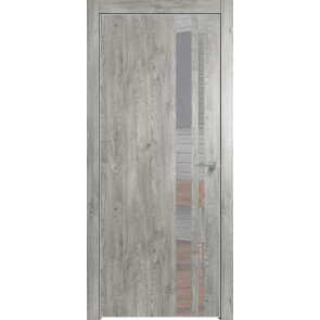 Дверь межкомнатная Future-712 ПВХ Дуб винчестер серый, зеркало, глухая, кромка алюминиевая матовый хром, каркасно-щитовая