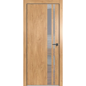 Дверь межкомнатная Future-712 ПВХ Дуб Винчестер светлый, зеркало, глухая, кромка алюминиевая черная матовая, каркасно-щитовая