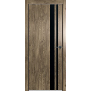 Дверь межкомнатная Future-712 ПВХ Дуб Винчестер трюфель, лакобель чёрный, глухая, кромка алюминиевая черная матовая, каркасно-щитовая