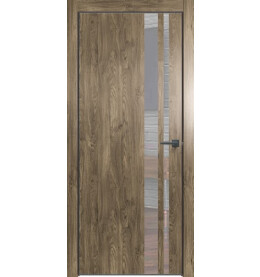 Дверь межкомнатная Future-712 ПВХ, Дуб Винчестер трюфель, глухая, кромка алюминиевая черная матовая, каркасно-щитовая