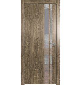Дверь межкомнатная Future-712 ПВХ, Дуб Винчестер трюфель, глухая, кромка алюминиевая матовый хром, каркасно-щитовая