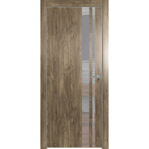 Дверь межкомнатная Future-712 ПВХ Дуб Винчестер трюфель, зеркало, глухая, кромка алюминиевая матовый хром, каркасно-щитовая