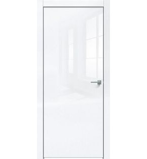 Дверь межкомнатная Скрытая дверь Gloss-701 кромка-Матовый хром Глянец Белый глянец, глухая, кромка алюминиевая матовый хром, каркасно-щитовая