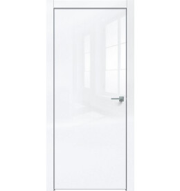 Дверь межкомнатная Скрытая дверь Gloss-701 кромка-Матовый хром Глянец, Белый глянец, глухая, кромка алюминиевая матовый хром, каркасно-щитовая