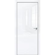 Межкомнатная скрытая дверь из ПВХ "Gloss-701"Белый глянец,  кромка- матовый хром