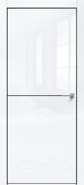Дверь межкомнатная Gloss-709 кромка Чёрная матовая Глянец Белый глянец, глухая, кромка алюминиевая черная матовая, каркасно-щитовая