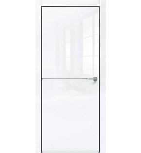 Дверь межкомнатная Gloss-709 кромка Чёрная матовая Глянец Белый глянец, глухая, кромка алюминиевая черная матовая, каркасно-щитовая
