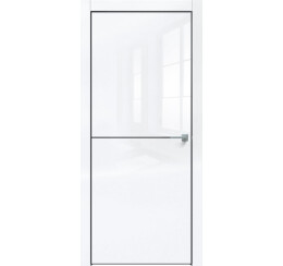 Дверь межкомнатная Gloss-709 кромка Чёрная матовая Глянец Белый глянец, глухая, кромка матовая черная, каркасно-щитовая