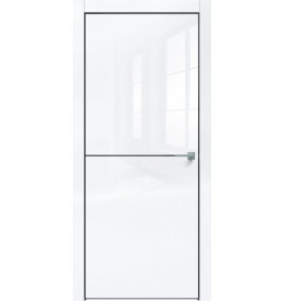 Дверь межкомнатная Gloss-709 кромка Чёрная матовая Глянец, Белый глянец, глухая, кромка алюминиевая черная матовая, каркасно-щитовая