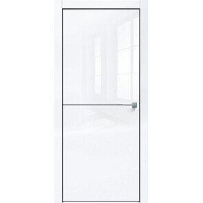Дверь межкомнатная Gloss-709 кромка Чёрная матовая Глянец Белый глянец, глухая, кромка алюминиевая черная матовая, каркасно-щитовая