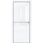 Дверь межкомнатная Gloss-709 кромка Чёрная матовая Глянец Белый глянец, глухая, кромка матовая черная, каркасно-щитовая