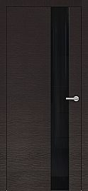 Дверь межкомнатная "Горизонт Н3 ALU" Окаша Венге стекло Лакобель Блэк Классик, кромка-матовый хром