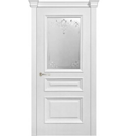 Дверь межкомнатная Багетто 1 Эмаль, Белый, остекленная, сатинат белый, каркасно-щитовая