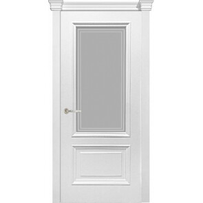Дверь межкомнатная Багетто 2 Эмаль Белый, багет, остекленная, сатинат белый, каркасно-щитовая