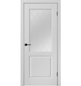 Дверь межкомнатная Челси 02 Эмаль, Белый, остекленная, сатинат белый с фотопечатью, каркасно-щитовая