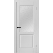 Дверь межкомнатная Челси 02 Эмаль, Белый, остекленная, сатинат белый с фотопечатью, каркасно-щитовая