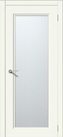 Дверь межкомнатная Квадро 6 Эмаль, Лайтгрей, остекленная, сатинат белый, каркасно-щитовая