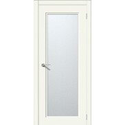 Дверь межкомнатная Квадро 6 Эмаль, Лайтгрей, остекленная, сатинат белый, каркасно-щитовая