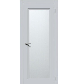 Дверь межкомнатная Квадро 6 Эмаль, Лайтгрей, остекленная, сатинат белый, каркасно-щитовая