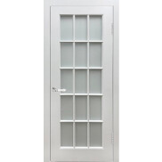Дверь межкомнатная Марко F-15 Эмаль Белый, остекленная, сатинат белый, каркасно-щитовая